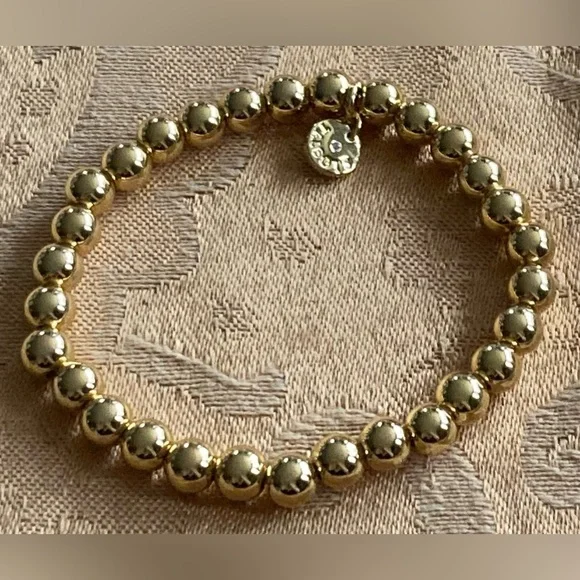 TALBOTS Set: Gold Tone, Beaded Choker & Matching Stretch Bracelet - Picture 5 of 6